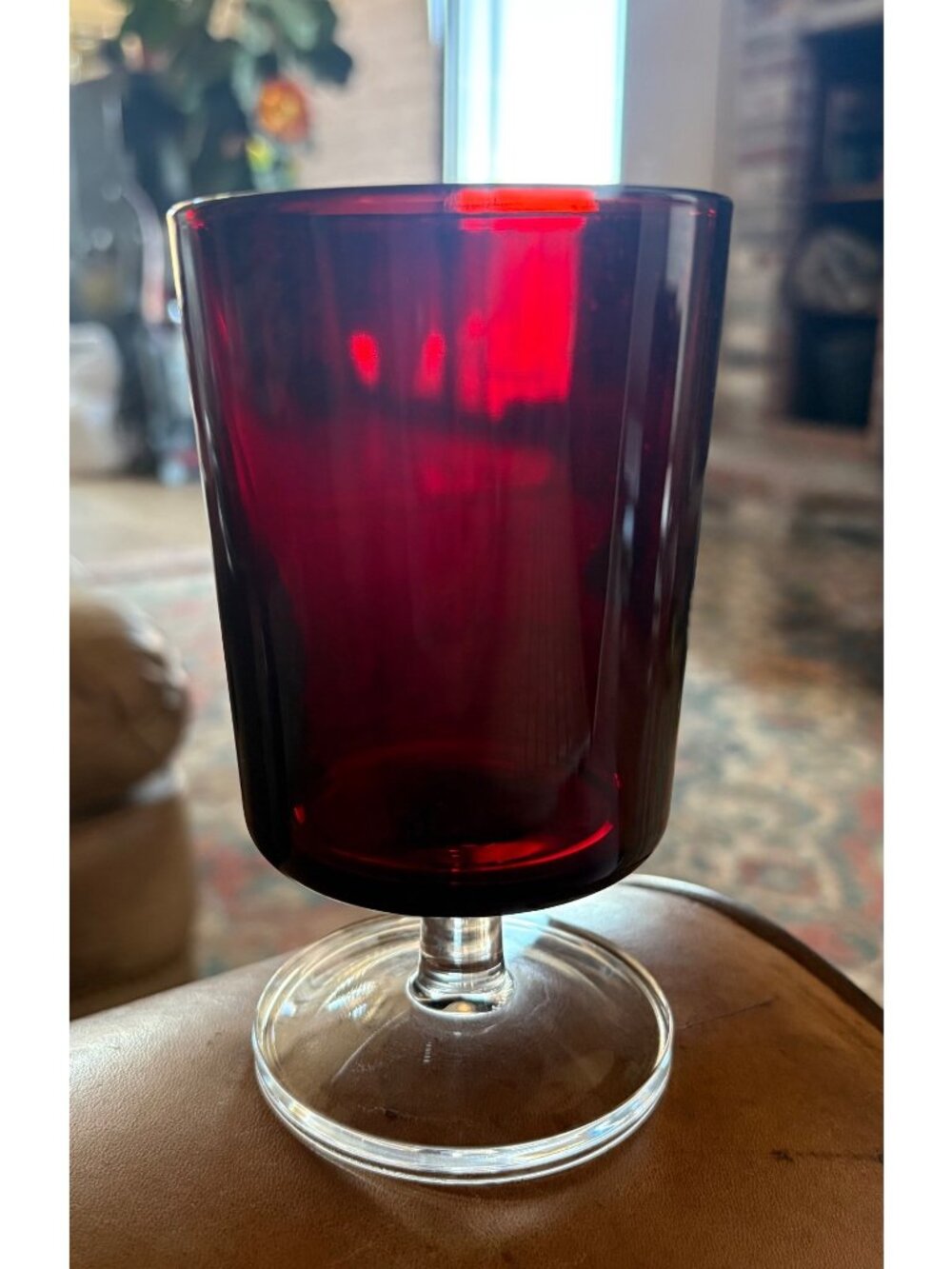 Luminarc Arcoroc Cavalier Ruby Red Wine Glass Goblet Vintage 5.25" Set of Three